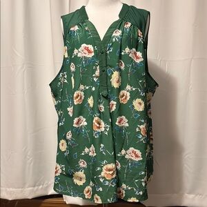 Floral Green Sleeveless Top